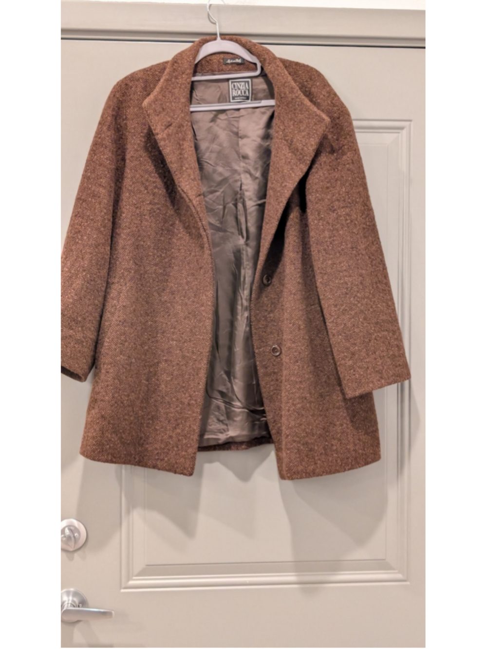 Vintage Cinzia Rocca Loro Piana Wool Angora Coat Brown Italy Sz 6 - Picture 2 of 15